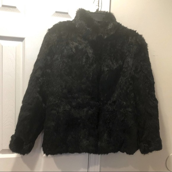 Vintage France Black rabbit fur coat M - Picture 1 of 11